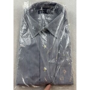 Kenneth Gordon Blue Striped Button Up Dress Shirt Size 16.5 - 35 NWT Kenton 2ply